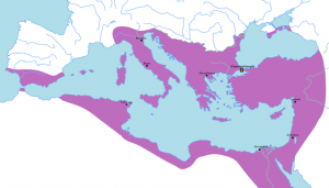 Mapa del Imperio Bizantino en el año 555. Imagen: Wikimedia Commons