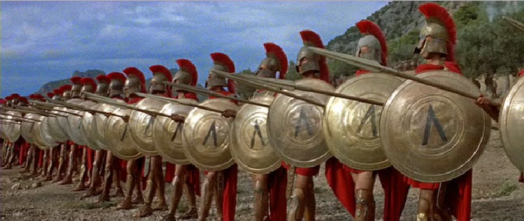 imagen de hoplitas espartanos en la Guerra del Peloponeso