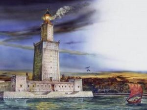 imagen de reconstrucción del Faro de Alejandría