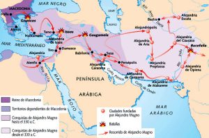 mapa de Las conquistas de Alejandro Magno