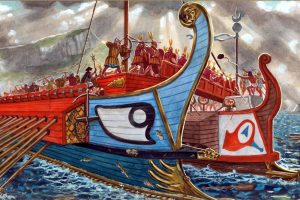 imagen de Guerras Púnicas: lucha entre barcos cartagineses y romanos