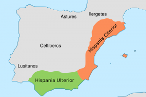 mapa de Conquista de Hispania - provincias Ulterior y Citerior