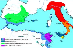 Guerras Púnicas - mapa de la Evolución de los territorios de Cartago