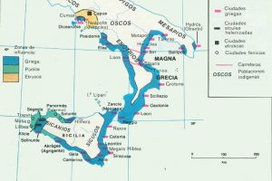 mapa de las Guerras Púnicas: Magna Grecia y Sicilia