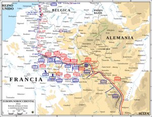 mapa de Primera Guerra Mundial - Frente occidental