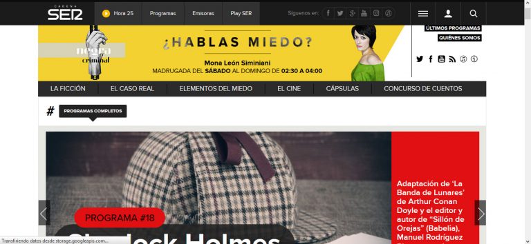 imagen de Negra y Criminal en la web de la Cadena SER