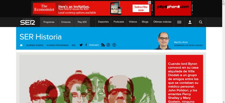imagen de La página de SER Historia en la web de la Cadena SER