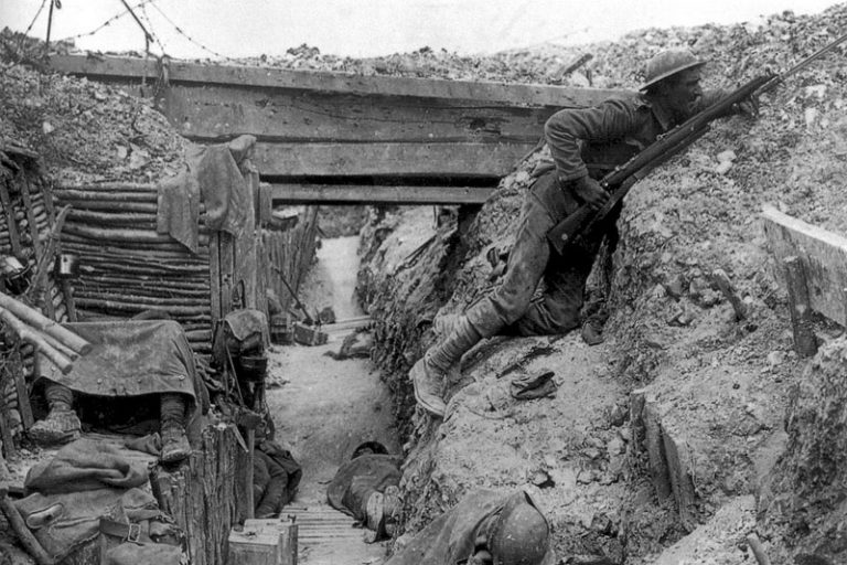 imagen de una trinchera durante la Primera Guerra Mundial